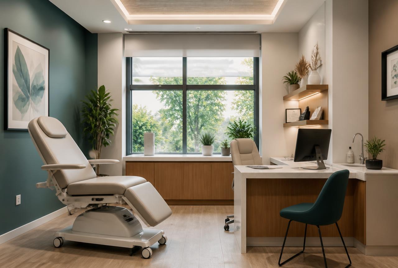Calm, modern private clinic consultation room